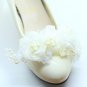 A Pair Rhinestone Crystal Wedding Bridal Cream  Rose Flower Boots Shoes Clips