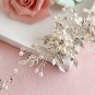 Ivory Pearl Flower Bridal Rhinestone Crystal Leaf Silver Hair Wedding Tiara