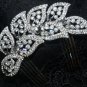 Wedding Bridal Feather Rhinestone Crystal Vintage Style Silver Tone Leaf Comb