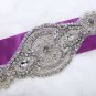 Large Vintage Rhinestone Crystal Wedding Sash Blet Sew Iron Bridal Applique