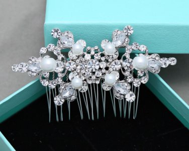 Wedding Rhinestone Comb Pearl Vintage Hair Comb Crystal Headpiece