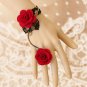 5Pcs Random Assorted Flower Rose Chiffon Lace Slave Bracelet With Ring