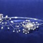 Ivory Pearl Silver Wire Circlet Ring Rhinestone Crystal Wedding Headband Tiara