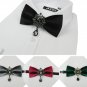 Dangle Crystal Velvet Bow Pre Tied Wedding Bow Tie Black Blue Neck Tie
