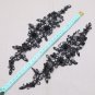 1 Pair Pearl Beaded Lace Flower Motif Black Sewing Floral Beaded Applique