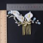 A Set Lily Flower Gold Tone Crystal Headpiece Hair Comb Wedding Accessories