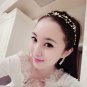 Rhinestone Crystal Flower Pearl Gold Wedding Bridal Hair Headband Tiara