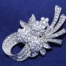 Flower Bridal  Wedding Rhinestone Crystal Vintage Style Brooch Pin