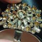 Gold Champagne Orange Rhinestone Crystal Wedding Bridal Shoe Clips Pair