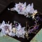 Light Blue Flower Tiara Lace Dragonfly Woodland Headpiece Wedding Hair Clips
