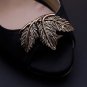 2 Pcs Vintage Leaf Dark Gold Silver Wedding Copper Tone Shoe Clips Decoration