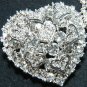 Bridal Dress Corsage Crystal Rhinestone Heart Wedding Brooch Pin