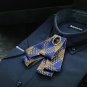 Gold Blue Crystal Wedding Mens Tuxedo Adjustable Pre-tied Bow Tie Bowtie