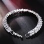 Crystal Leaf Pattern Cubic Zirconia Crystal Chain Wedding Bracelet Jewelry