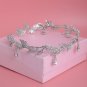 Bridal Wedding Chain Rhinestone Crystal Hair Tiara Dangle Leaf Crown Headpiece