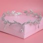 Bridal Wedding Chain Rhinestone Crystal Hair Tiara Dangle Leaf Crown Headpiece
