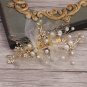 Rhinestone Hair Crystal Flower Pearl Gold Hair Clip Net Bridal Fascinator