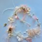 Wedding Bridal Pink Cream Flower Crystal Tiara Pearl Headpiece Vine
