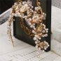 Gold Leaf Beaded Faux Pearl Crystal Tiara Headpiece Wedding Hair Accessories