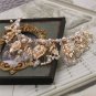 Gold Leaf Beaded Faux Pearl Crystal Tiara Headpiece Wedding Hair Accessories