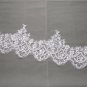 Embroidered Wedding Lace Trim Silver Sequin Off White Bridal Veil trim Per Meter