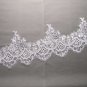 Embroidered Wedding Lace Trim Silver Sequin Off White Bridal Veil trim Per Meter