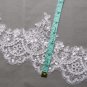 Embroidered Wedding Lace Trim Silver Sequin Off White Bridal Veil trim Per Meter