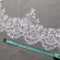 Embroidered Wedding Lace Trim Silver Sequin Off White Bridal Veil trim Per Meter