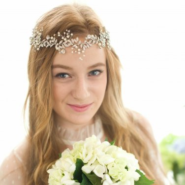 Wedding Rhinestone Crystal Leaf Gold Silver Hair Tiara Bridal Headpiece