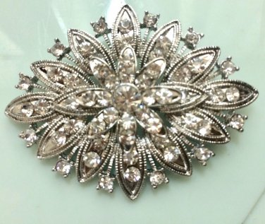 Vintage Style Rhinestone Crystal Silver Brooch Pin Jewelry Accessories