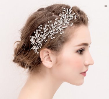 Bridal Hair Accessories Wedding Headpiece Pearl Crystal Flower Vine Tiara