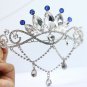 Blue Rhinestone Crystal Bridal Hair Chain Princess Wedding Crown
