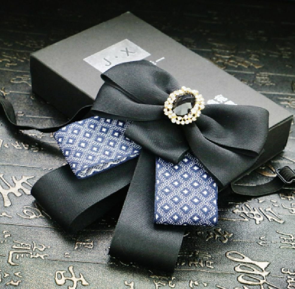 Vintage Style Black Blue Wedding Men Mens Adjustable Bow Tie Brooch Clip
