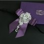 Wedding Party Men Pre Tied Bow Tie Rhinestone Crystal Dangle Brooch Pin Clip