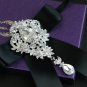 Wedding Party Men Pre Tied Bow Tie Rhinestone Crystal Dangle Brooch Pin Clip