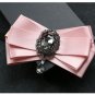 Dangle Black Crystal Wedding Men Pre Tied Bow Tie Satin Rhinestone Neck Tie