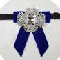 Large Rhinestone Crystal Cross Color Velvet Men Groom Wedding Pre- Tied Bow Tie