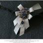 Men Pre Tied Blue Crystal Rhinestone Dangle Neck Tie Wedding Bow Tie