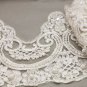 Champagne Pearl Embroidered Wedding Sewing Lace Trim Veil trim Per 1/2 Meter
