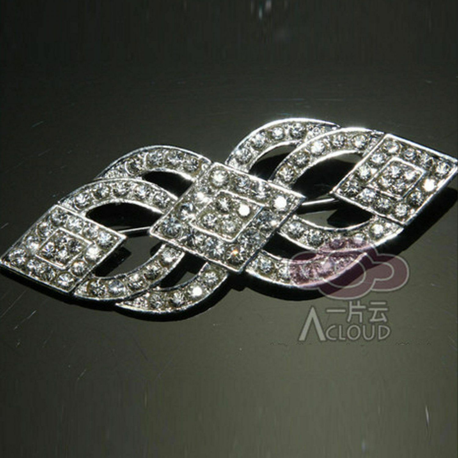 Vintage Style Bridal Wedding Rhinestone Sash Dress Crystal Brooch Pin
