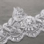Off White Embroidered Lace Dress Beaded Pearl Sequin Wedding Veil Trim Per Yard