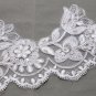 Off White Embroidered Lace Dress Beaded Pearl Sequin Wedding Veil Trim Per Yard