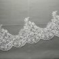 Flower Pearl Veil Beaded Embroidered Black Or Off White Wedding Lace Trim 1 Yard
