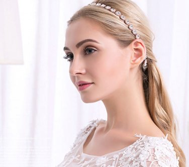 Rose Gold Silver Rhinestone Crystal Wedding Headband Headpiece Bridal Tiara