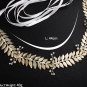 Bridal Wedding Gown Chain Gold Leaf Clear Rhinestone Crystal Sash Belt