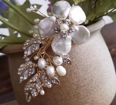 Freshwater Pearl Flowers Wedding Crystal Hair Clip Headpiece Accessories