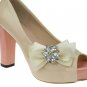 2 Pcs Rhinestone Crystal Wedding Bridal Shoe Bow Shoes Clips Jewelry -CA