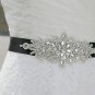 Rhinestone Crystal Bridal Prom Dress Gown Sash Black Ribbon Wedding Belt 1.5"