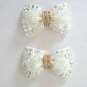 2 Pcs Black White Crystal Beads Bow Rhinestone Wedding Bow Shoe Clips