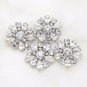Lot of 4 Vintage Style Flower Rhinestone Crystal Star Wedding Shank Buttons DIY